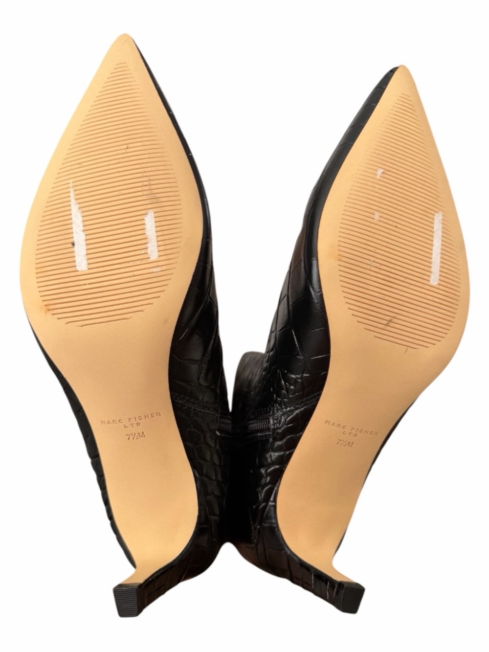 Marc Fisher Black Croc-Embossed Leather Pointed Boots - Picture 9 of 9